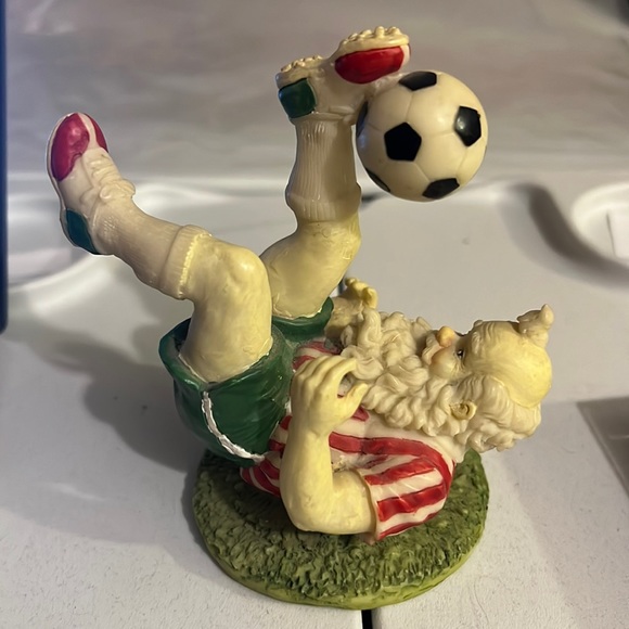 Vintage Other - Santa Clause Christmas Holiday Soccer Ball Vintage Figurine Resin Decor House